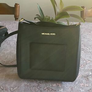 Michael Kors Black Shoulder Bag with Gold Details